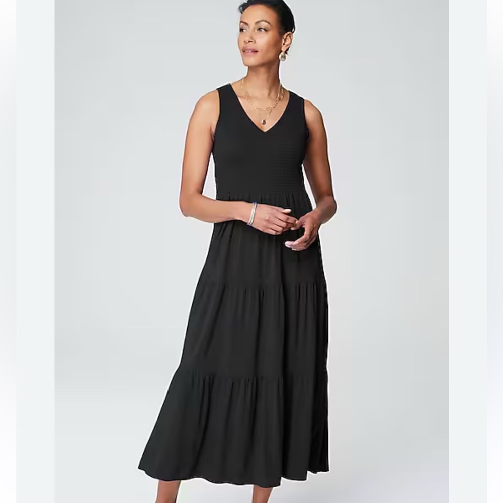 J Jill smocked tiered maxi dress